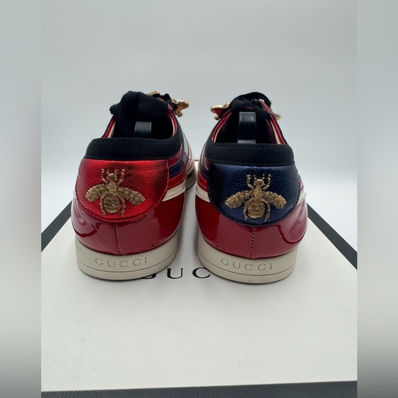 Gucci Falacer Patent Leather Sneakers in Red Size 35 - Picture 6 of 13